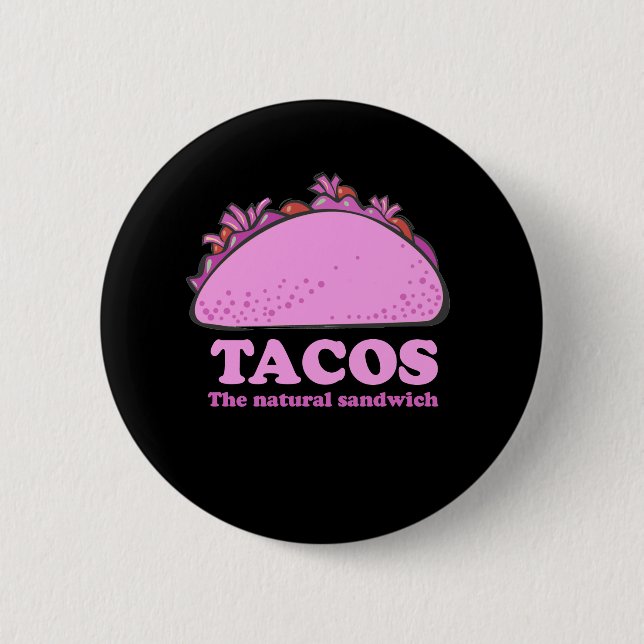 BADGE ROND 5 CM TACOS ROSE (Devant)