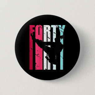 Badge Rond 5 Cm Taekwondo féminin 40e anniversaire arts martiaux k