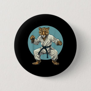 Badge Rond 5 Cm Taekwondo Leopard Kickboxing Animall Jiu-Jitsu