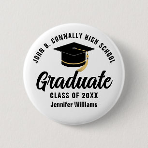 Badge Rond 5 Cm Tag de graduation de la typographie noire moderne