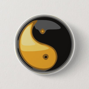 Badge Rond 5 Cm Taijitu_jaune