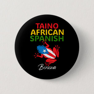 Badge Rond 5 Cm Taino Africain Espagnol Coqui Porto Rico Drapeau B