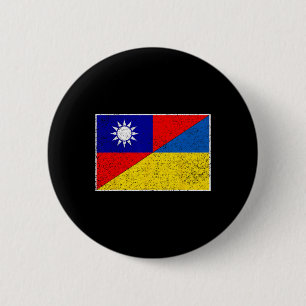 Badge Rond 5 Cm Taïwan Drapeau Ukraine Taïwanais Soutien Ukrainien
