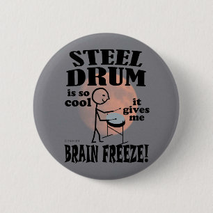Badge Rond 5 Cm Tambour en acier, gel du cerveau