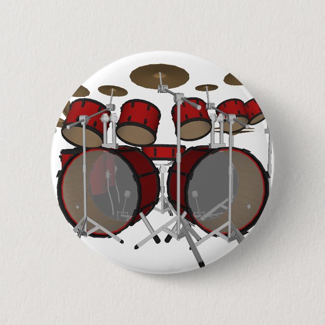 Badge Rond 5 Cm Tambours :Kit Tambour rouge : Modèle 3D: (Devant)