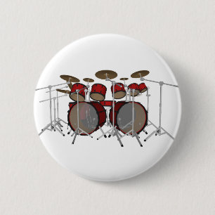 Badge Rond 5 Cm Tambours :Kit Tambour rouge : Modèle 3D:
