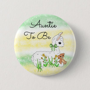 Badge Rond 5 Cm Tante à être Llama avec ours en peluche