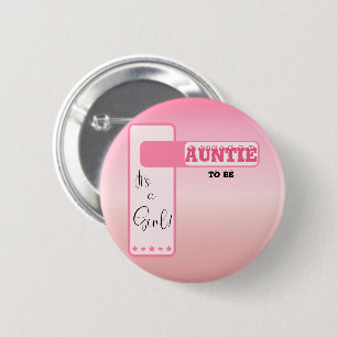 Badge Rond 5 Cm Tante à venir avec un dégradé rose et des yeux mig