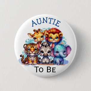 Badge Rond 5 Cm Tante à   Zoo Animaux Baby shower