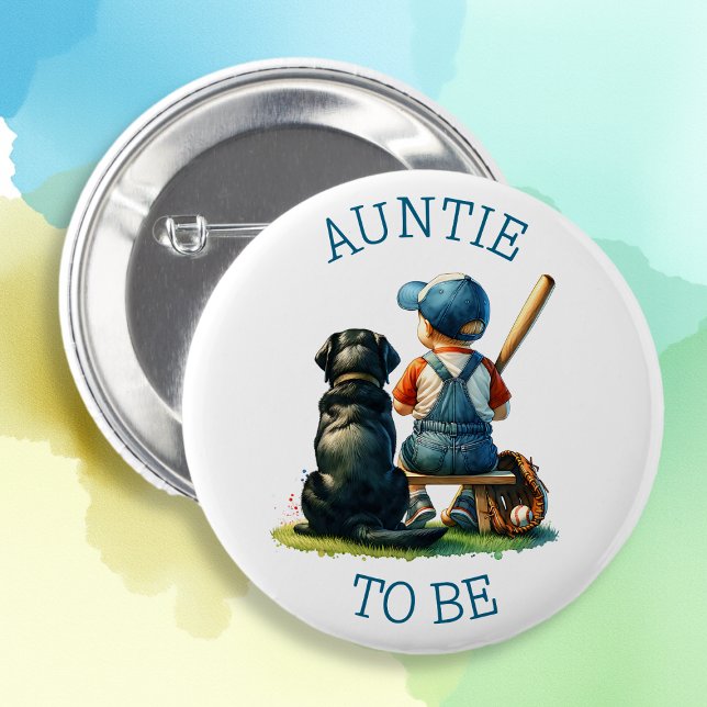 Badge Rond 5 Cm Tante | Baby shower de baseball (Créateur téléchargé)