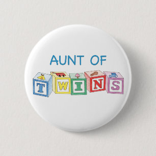 Badge Rond 5 Cm Tante des blocs de jumeaux