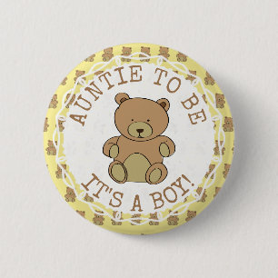 Badge Rond 5 Cm Tante d'être Teddy Bear It a Boy Button