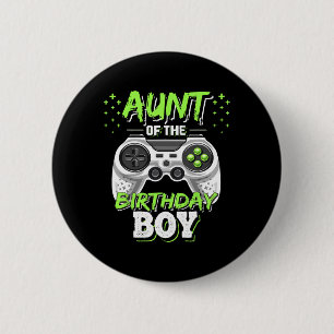 Badge Rond 5 Cm Tante du garçon d'anniversaire jeu vidéo de corres