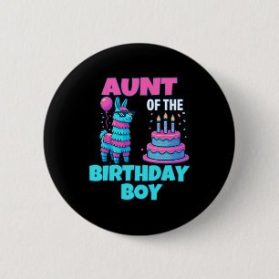 Badge Rond 5 Cm Tante du garçon d'anniversaire Llama Pinata Fête F