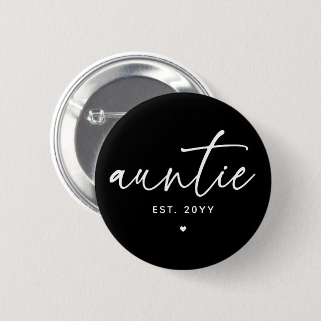 Badge Rond 5 Cm Tante Elégante Typographie Nouvelle Tante (Devant & derrière)