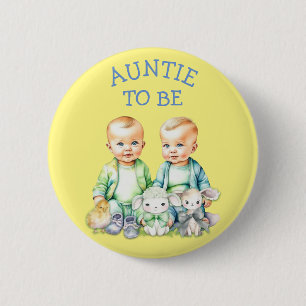 Badge Rond 5 Cm Tante personnalisée pour être Baby shower jumeaux