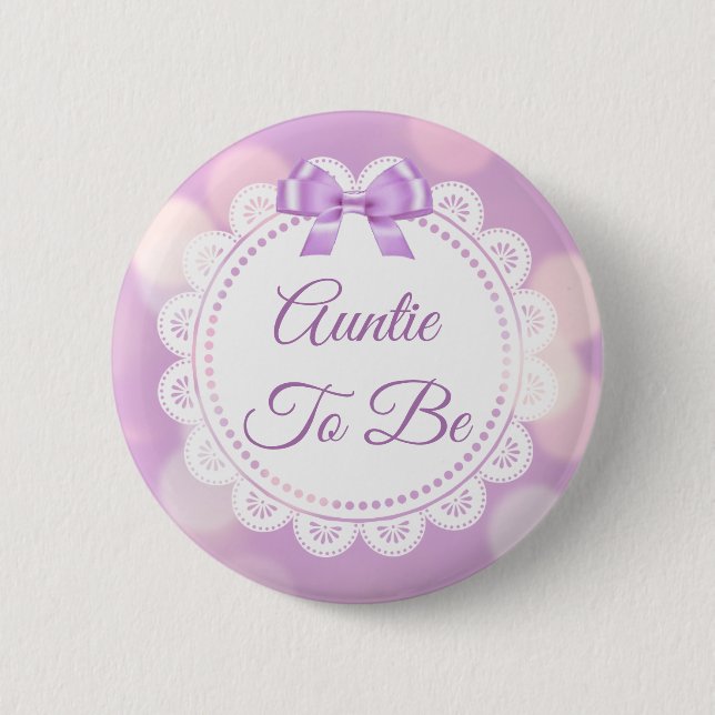 Badge Rond 5 Cm Tante pourpre pour être Baby shower (Devant)