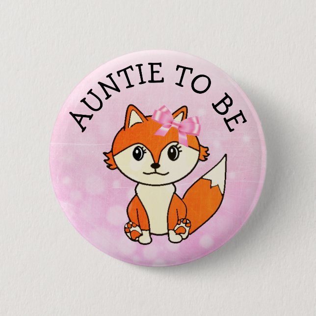 Badge Rond 5 Cm Tante to Be Forest Animaux Fox Baby shower (Devant)