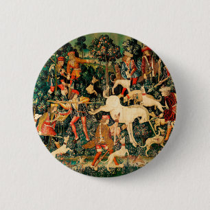 Badge Rond 5 Cm Tapisseries Unicorn Classique médiéval défend la c