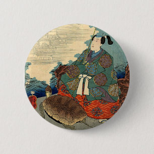 Badge Rond 5 Cm Taro d'Urashima et le conte de fées japonais de