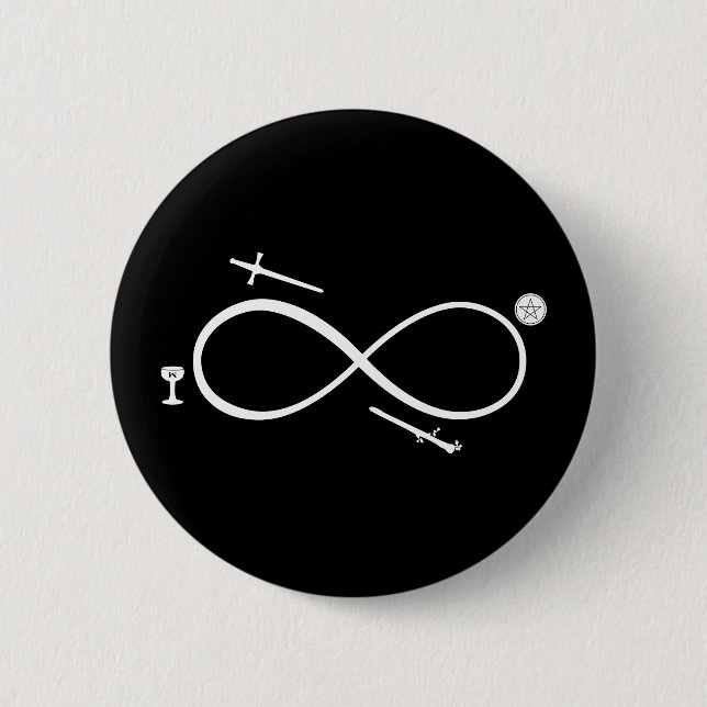 Badge Rond 5 Cm Tarot Lemniscate : Magicien & Éléments (Devant)