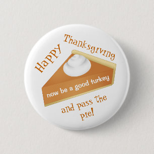 Badge Rond 5 Cm Tarte de citrouille drôle du thanksgiving  