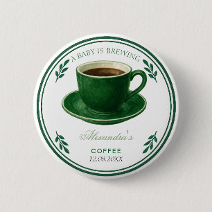 Badge Rond 5 Cm Tasse à café Baby Shower « Un bébé se prépare »