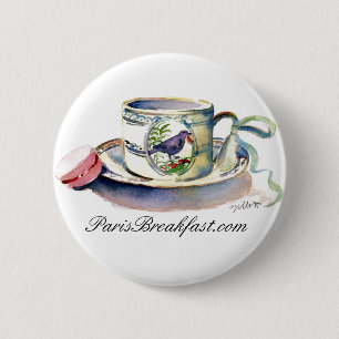 BADGE ROND 5 CM TASSE D'OISEAU