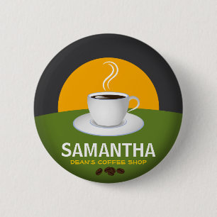 Badge Rond 5 Cm Tasse nommée de blanc de café-restaurant