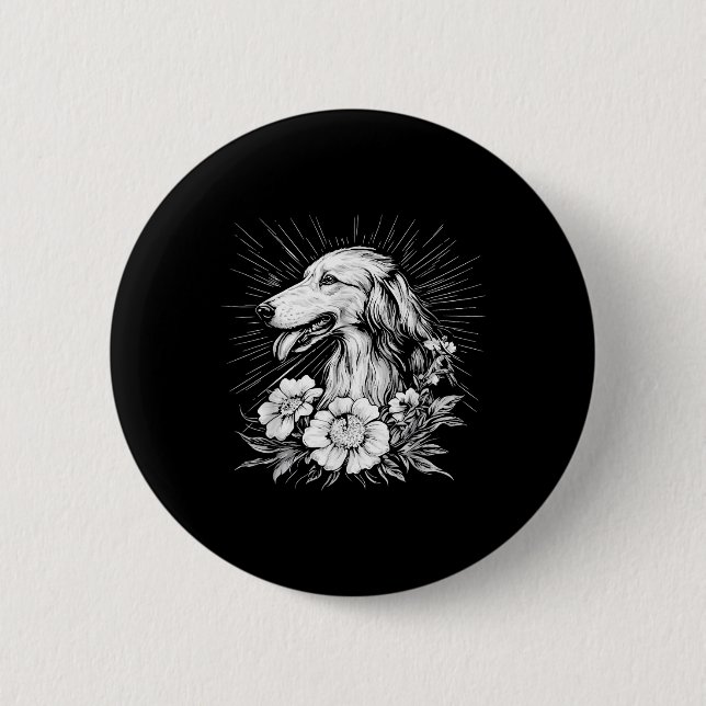 Badge Rond 5 Cm Tatouage de style rétro Amoureux des chiens de Bor (Devant)