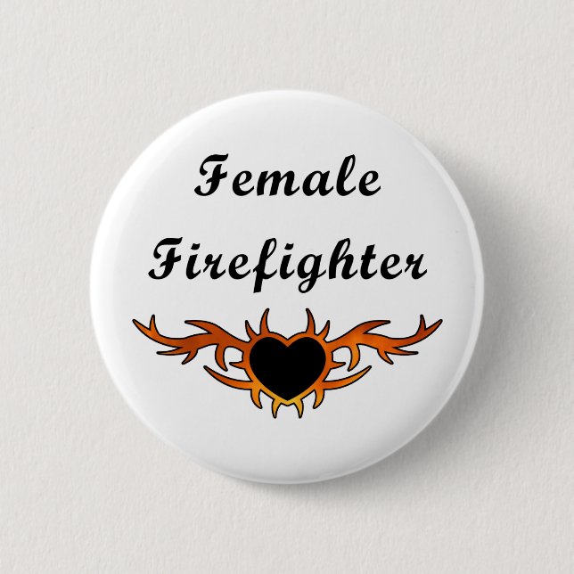 Badge Rond 5 Cm Tatouage femelle de sapeur-pompier (Devant)