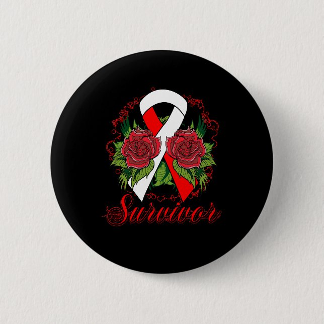 Badge Rond 5 Cm Tatouage Rose de l'anémie plastique (Devant)