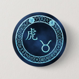 Badge Rond 5 Cm Taureau/tigre