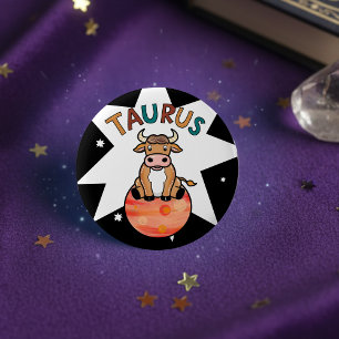 Badge Rond 5 Cm Taurus l'étoile zodiaque Bull
