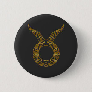 Badge Rond 5 Cm Taurus Zodiac - Or tribal