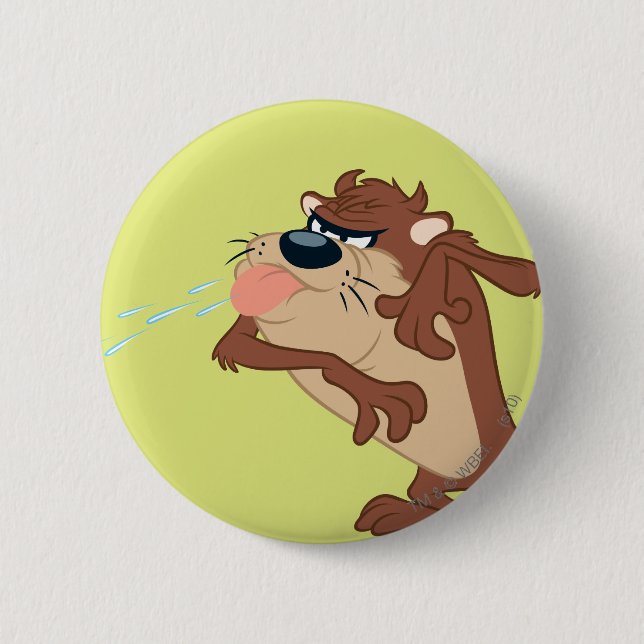 Badge Rond 5 Cm TAZ™ qui sort sa langue (Devant)