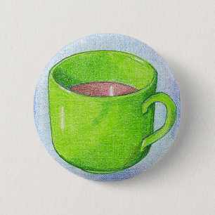 Badge Rond 5 Cm Tea in Green Button