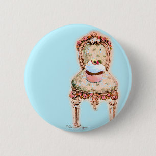 Badge Rond 5 Cm Tea Party Cupcake Design