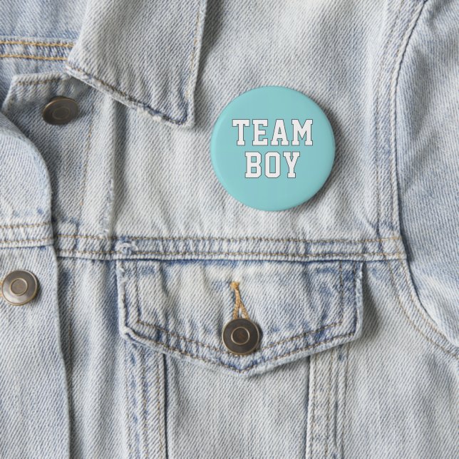 Badge Rond 5 Cm Team Boy Aqua Blue Baby Genre Reveal Party (En situation)