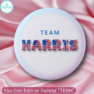 Badge Rond 5 Cm TEAM HARRIS Kamala Harris États-Unis Drapeau