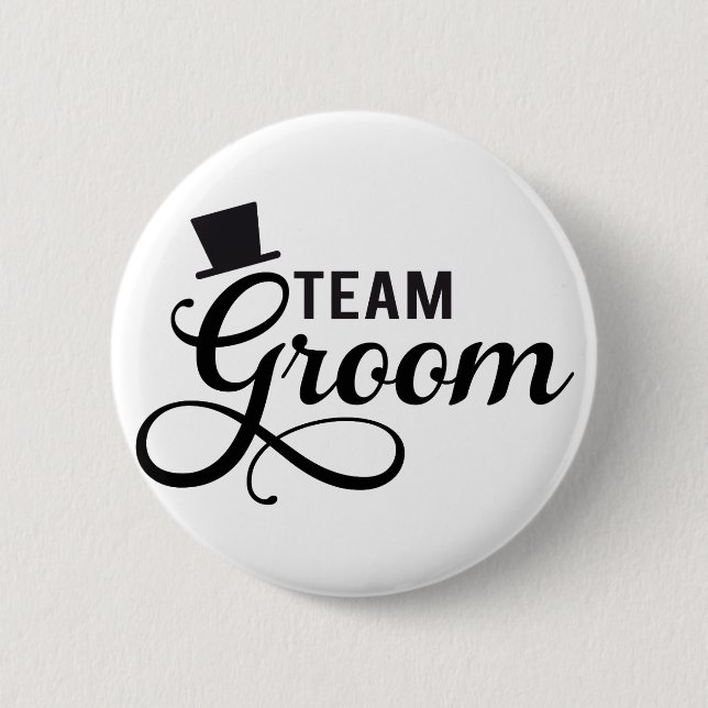 Badge Rond 5 Cm Team le marié avec le casquette, conception des (Devant)