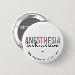 Badge Rond 5 Cm Technicien d'anesthésie personnalisée Technique d'