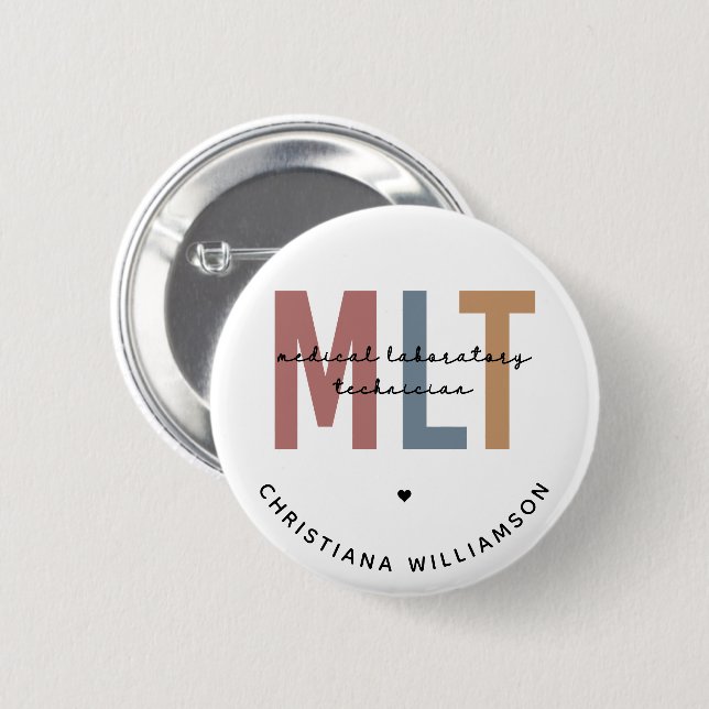 Badge Rond 5 Cm Technicien de laboratoire Médicale MLT personnalis (Devant & derrière)