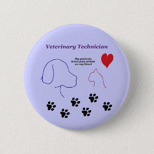 Badge Rond 5 Cm Technicien vétérinaire - empreintes de pattes su