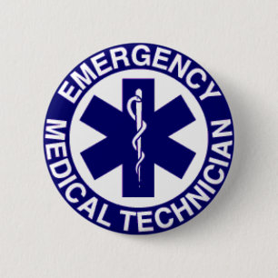 BADGE ROND 5 CM TECHNICIENS MÉDICALE EMT DE SECOURS