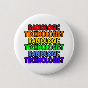 Badge Rond 5 Cm Technologue en radiologie arc-en-ciel