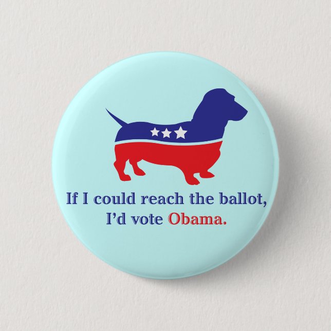 Badge Rond 5 Cm Teckel 4 Obama (Devant)