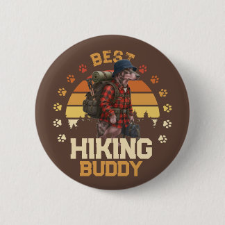 Badge Rond 5 Cm Teckel américain nu aventurier de randonnée