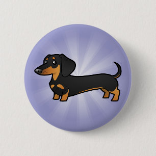 Badge Rond 5 Cm Teckel de bande dessinée (manteau lisse)