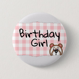Badge Rond 5 Cm Teddy Bear Peekaboo fille anniversaire